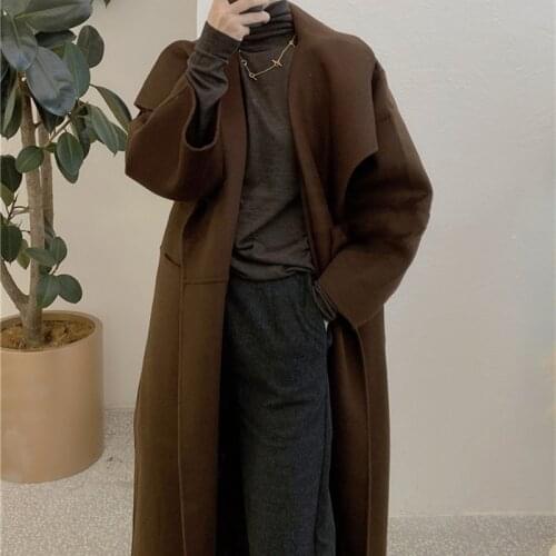 Autumn Winter Women Wool Long Coat Female Warm Fashion Windbreaker Jacket