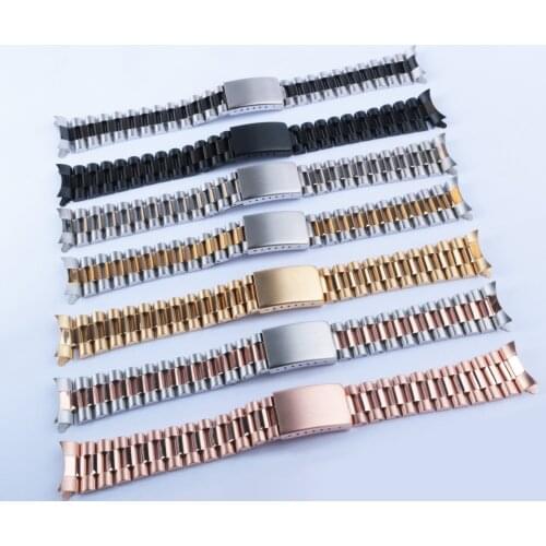 Rolamy 19 20mm Watch Band Strap 316L Stainless Steel Gold Silver Watchbands Oyster Bracelet For Rolex Datejust Submariner