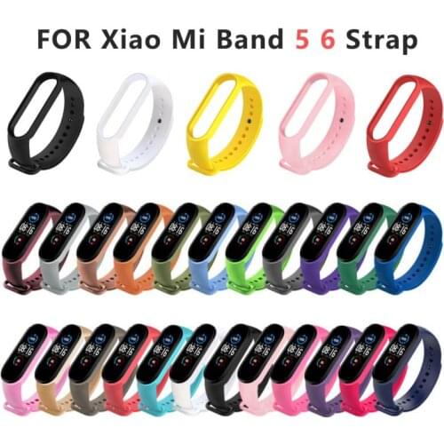 Strap For Xiaomi Mi Band 5 6 Silicone Wristband Bracelet Replacement Strap For Mi Band 5 6 Wrist Colors TPU Soft Sport Strap