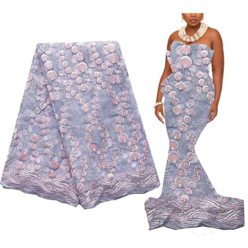 Luxury Lace Fabrics 2021 Latest High Quality Gold Lace Tulle Fabric 5 Yards Embroidered Blue French Lace Gray Indian Lace Fabric