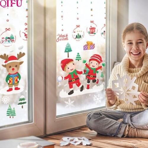 Christmas Window Stickers Christmas Wall Sticker Kids room Cristmas Wall Stickers Home Decals Decoration New Year Wallpaper 2021