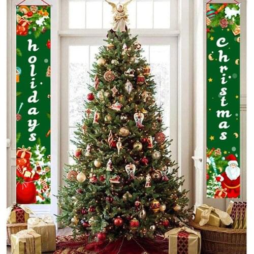 Merry Christmas Curtain Couplet Home Door Hanging Window Festive Supplies Decoration Xmas Snowman Flag Xmas New Year Decor