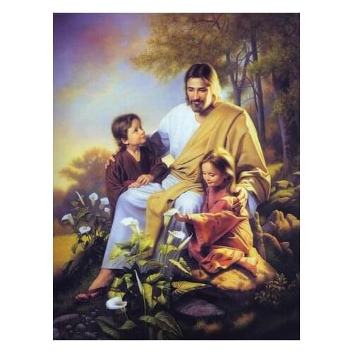 Needlework,Cross stitch,14CT Unprinted Jesus and Children Christianity Embroidery kit Cross-Stitching,Art DIY Handmade decor
