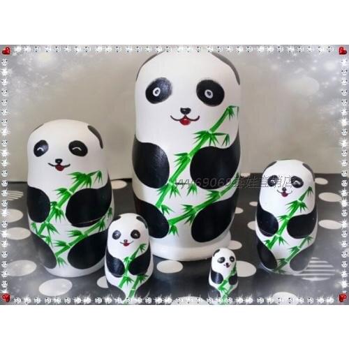 Tasteless Russian dolls genuine panda bamboo tree on the 5th floor set childrens educational toys environmental gifts
