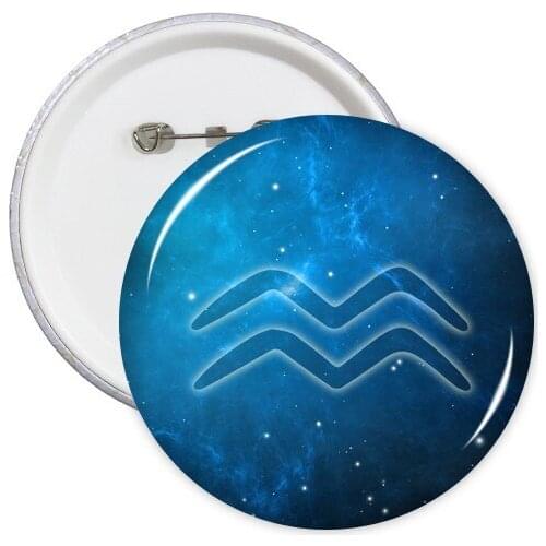 Aquarius Zodiac Constellation Starry Night Sky Cloth Backpack Decorate Badges Cartoon Sticker Clothing Patche Kid Gift Brooches