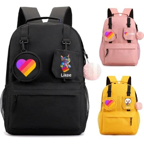 Likee Video App Backpack Women Travel Back Pack Laptop Boys School Bags Teenage Girls Likee Schoolbag with Stars Decorative Bag