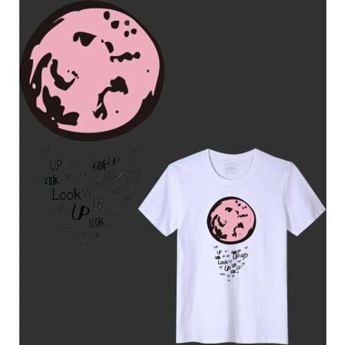 Space Earth Up Letter Heat Transfer For Clothing Iron On Thermal Transfers Printed Hippie Stickers Applique Planet Patch