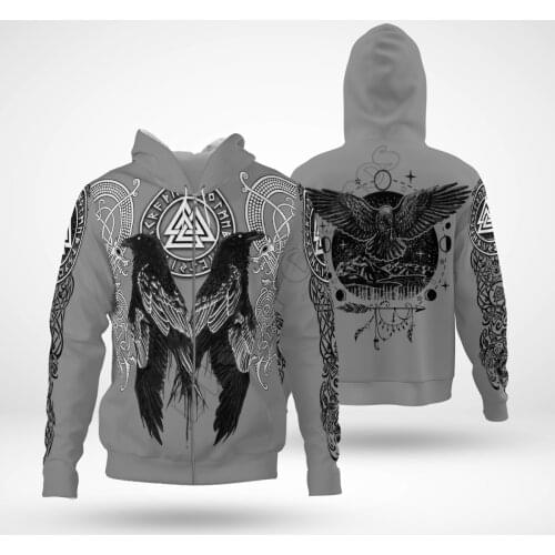 Viking Tattoo 3D Hoodies Printed Harajuku Coat Jacket Men For Women Fashion Zipper hoodies Drop Shipping 04