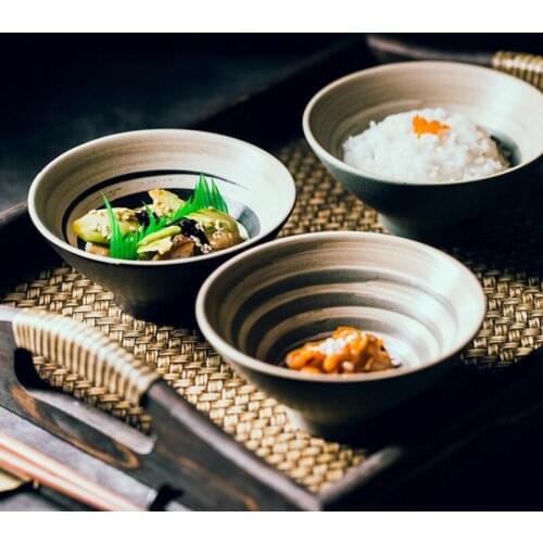 Japanese style trumpet rice bowl ceramic bowl 5 inch noodle soup bowl creative household restaurant rice bowl eating bowl tablew