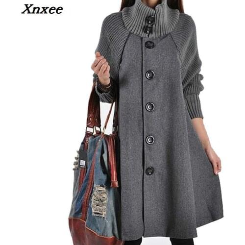 Xnxee Long Female Jacket Overcoat Cloak Windbreaker Loose Winter Wool Coat Women Autumn Manteau Femme Hiver Cape Warm Tweed