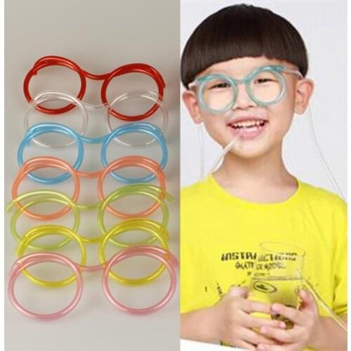 Funny Soft Glasses Straw Unique Flexible Drinking Tube Party Accessories Kids Straws D2P4