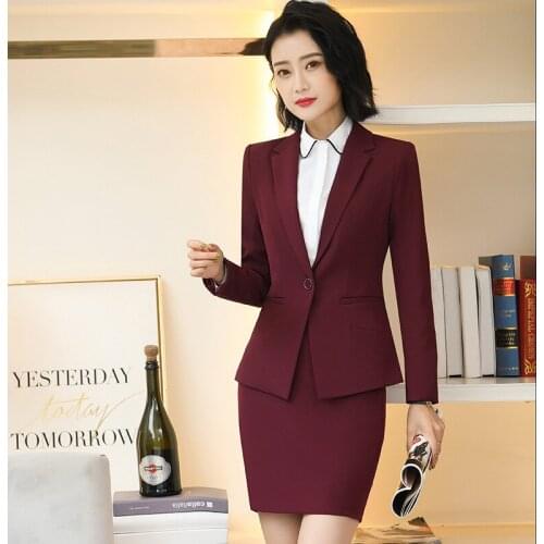Womens suit temperament single buckle wild fashion slim skirt professional suit autumn and winter new two-piece suit