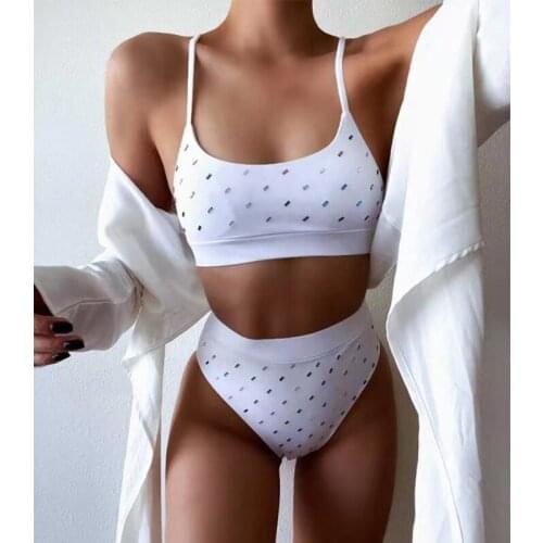 Sexy White Bikini Female Swimwear New 2021 High Waist Two-piece Sexy Two Piece Suit Swimsuit Women Swimming Suit for Women
