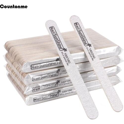 10 Pcs/20 Pcs Wooden Nail Files 100/180 Grey Sandpaper 180/240 Straight Sanding Buffer Files Salon Tools Manicure Thick Stick