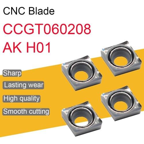10PCS CCGT060208 AK H01 Carbide Inserts High Quality CCGT06 Blade Internal Turning Tool CNC Lathe Cutting Tool