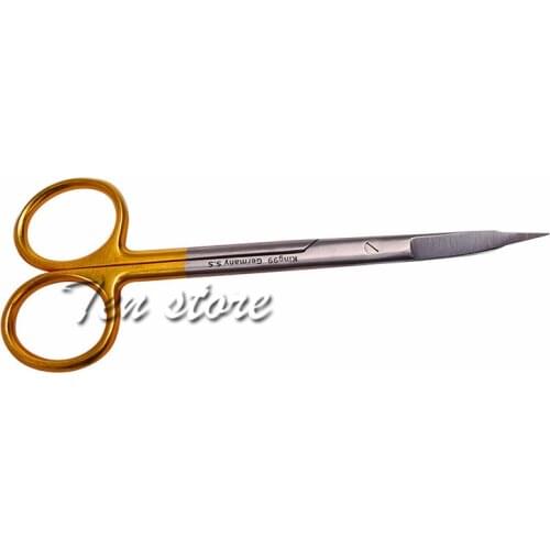 11.5cm Gold Handle Stainless Steel Scissors Straight Curved Surgical Suture Double Eyelid Scissors