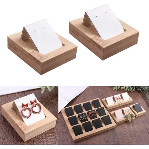 2 Pairs Earring Cards, Velvet/Leatherette Bamboo Earrings Display Card Holder for Jewelry Accessory Display 2.75x2.36 inch