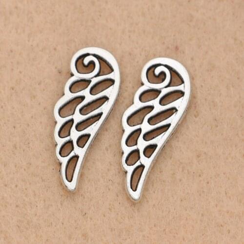 20pcs Antique Silver Plated Wings Charms Pendants for Jewelry Making Diy Accessories Handmade 23x9mm