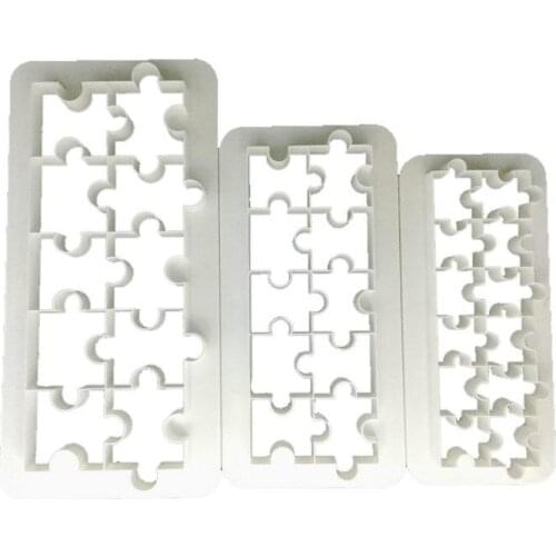 3PCS Puzzle Shape Geometrical Shape Fondant Print Cookies Mold Biscuit Mold Wholesale Freeship