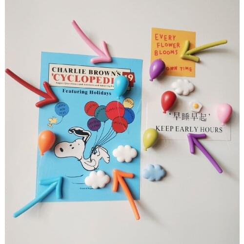6PCS Creative Whiteboard Message Holder Fridge Magnets Arrow Balloon Refrigerator Magnetic Stickers Home Decor Accessaries