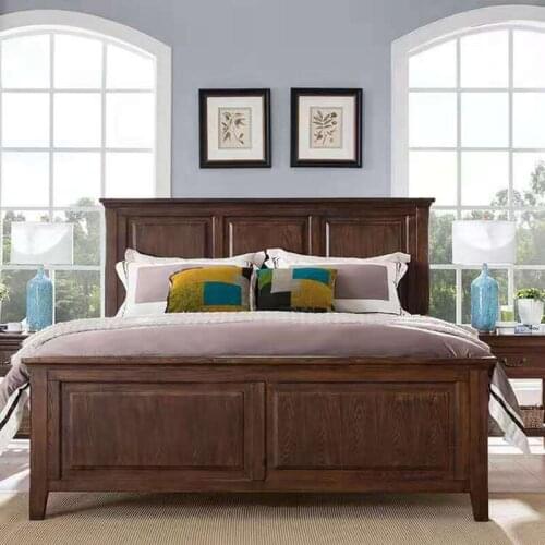 American furniture factory American style country solid wood bed Mediterranean 1.8m country bed double bed