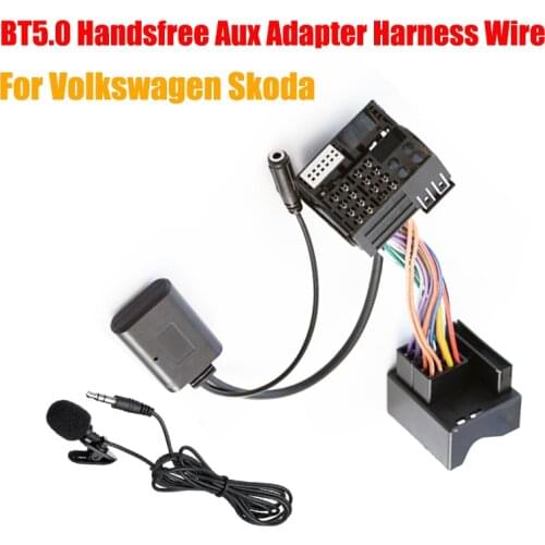 Car Radio Audio Music Device bluetooth 5.0 Handsfree Aux Adapter Harness Wire For Volkswagen Skoda RCD310 RCD510 RNS510