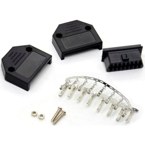 Free Shipping 10pcs/lot 16pin obd2 Connector OBD2 OBD 2 16Pin Female Angle Connector OBD Female Wire Sockets Connector