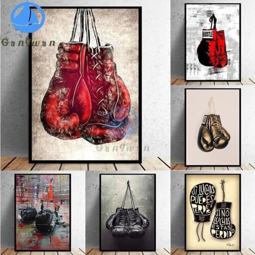 Sports Room Boxing Gloves 5d diy full square round drill diamond painting diamond embroidery retro Picture living room decor art