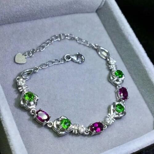 925 sterling silver inlaid with natural tremolite magnesium aluminum Garnet bracelet popular fashion style envelope