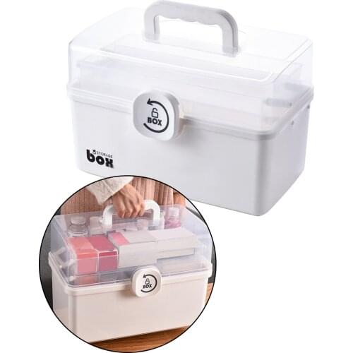 Household First Aid Box Container Clear 3 Tiers Plastic Medicine Storage Box Family Emergency Kit Storage Organizer
