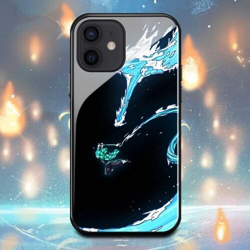 Demon Slayer Kamado Tanjirou Phone Case For Iphone X XR XS Max 12Mini 12Pro 11 11Pro 6 6s 7 8 Plus Tempered glass shell Cover