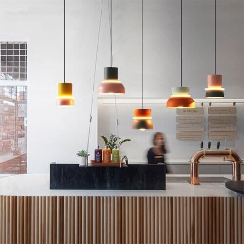 Italy Design Color Metal Pendant Lights Nordic Restaurant Living Room Bedroom Modern Lamps Macaron Halo Hanging Lights Fixtures