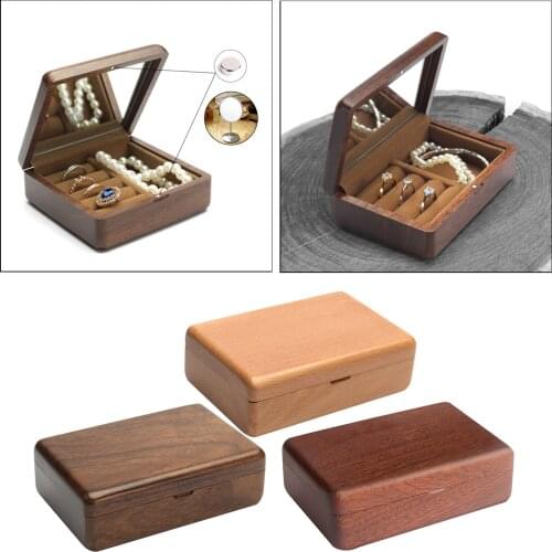 Rustic Wooden Ring Pendant Box Bearer Case for Engagement Birthday Gift