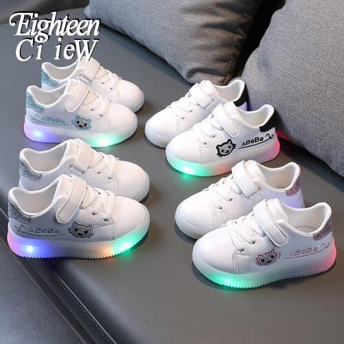 Size 21- 30 New Children Shoes Glowing Kids Light Up Sneaker Soft Bottom Baby Luminous Toddler Shoes Boys Running Sneakers