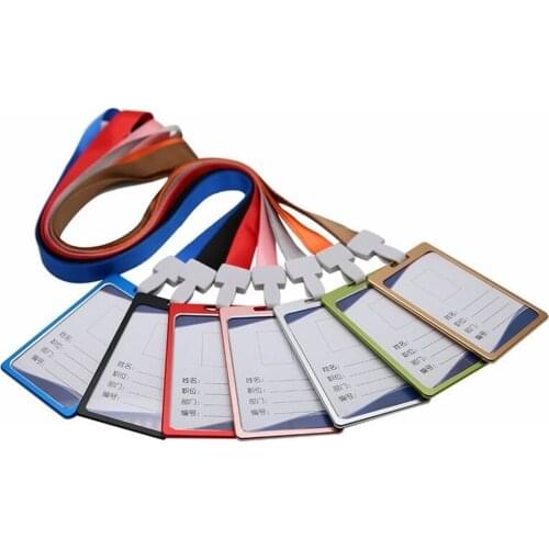 Double Display Heavy Duty Aluminium ID Badge Card Holder with Removable Clip Lanyard for Offices ID, School ID, Driver Licence
