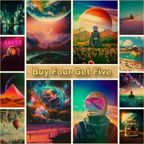 Astronaut Space Dreaming Printed Painting Pictures Vintage Posters and Prints Wall Art Sticker for Living Room Home Bar Decor