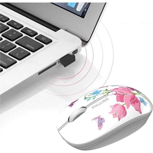 Kawaii Bluetooth 5.1 Wireless Mouse 2.4G Optical Cartoon Silent Ergonomics Mice for MacBook Phone PC Laptop Tablet Kid Girl Gift