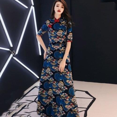 Chinese Traditional Dress Cheongsam Qipao Female Shanghai Tang Japanese Kimono Yukata Women Maxi Ao Dai Vietnam Dress FF1746