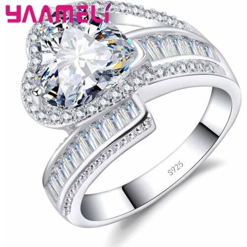 Nice Promise Rings Shining Cz Crystal and 925 Sterling Silver Classic True Lover Wedding Engagement Jewelry for Brides