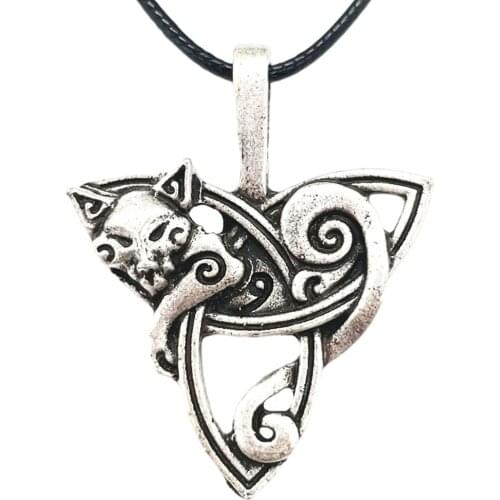 Fox With Trinity Symbol Irish Knot Amulet Viking Animal Pagan Talisman Mens Womens Necklace