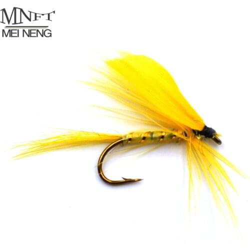 MNFT 10PCS 10# Bright Yellow Feathers Mosquito Dry Flies Trout Fly Fishing Lure