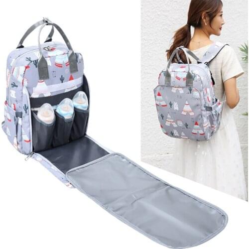 Multifunction Travel Large Capacity Mommy Backpack Bag Baby Bottle Tissue Storage Bag Portable Waterproof with Diaper Change Pad