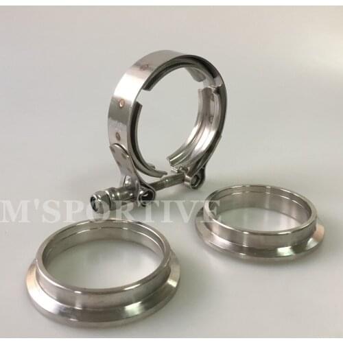 MSPORTIVE -2.25" Inch 57mm SUS 304 Stainless Steel V-Band Clamp Flange Kits Exhaust Pipe clamps
