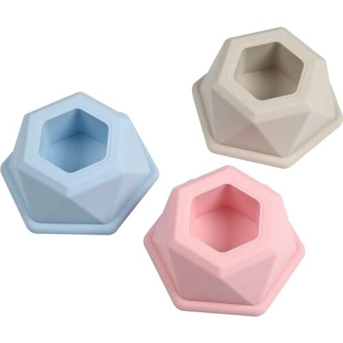 New Silicone Mold Hexagons Concrete Fleshy Flower Pot Candlestick Mold Ceramic Clay Handmade 3D DIY Crafts Ceramic Mold