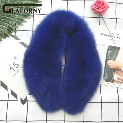 2020 FXFURS fashion New Long Real Fox Fur Collar Scarf Women & Men Spring Winter Warm Solid Coat Shawls Lining 75CM