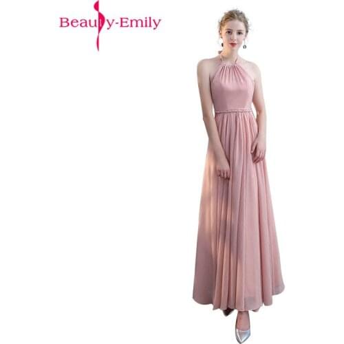 Charming Pink Halter Neck Bridesmaid Dresses 2019 Elegant Cheap Chiffon Party Gowns 6 Styles Formal Party Dresses for Wedding