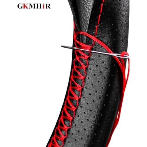 38cm Steering Wheel Covers soft Artificia Leather braid on the steering-wheel of Car With Needle and Thread Interior accessories