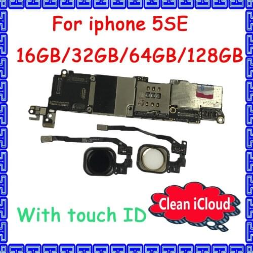 16GB 32GB 64GB Clean icloud Original motherboard for iphone SE with / No touch ID unlocked mainboard top quality IOS logic board