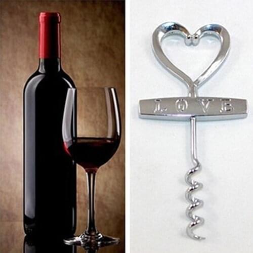 Love Heart Corkscrew Bottle Opener Stainless Steel Wine Bottle Stopper Corkscrew Opener Heart Shaped Wedding Decoration Bar Tool