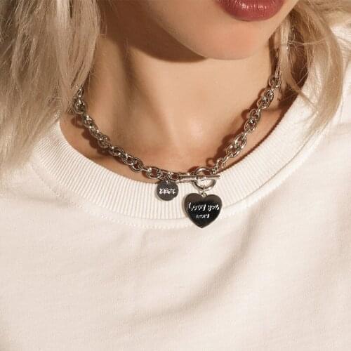 BLIJERY vintage love heart choker necklace female clavicle chain fashion hip hop necklace hiphop accessories